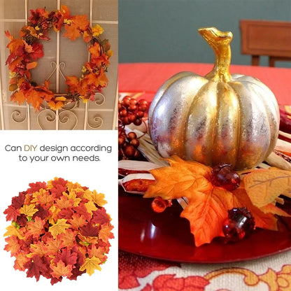 Artificial Maple Leaves - Autumn Silk Fall Decor for Thanksgiving Halloween Christmas Weddings and Crafts - ZOOMNSTORE