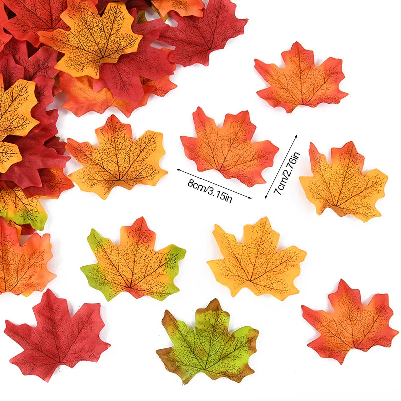 Artificial Maple Leaves - Autumn Silk Fall Decor for Thanksgiving Halloween Christmas Weddings and Crafts - ZOOMNSTORE