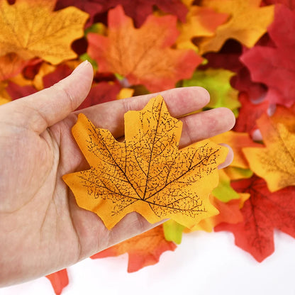 Artificial Maple Leaves - Autumn Silk Fall Decor for Thanksgiving Halloween Christmas Weddings and Crafts - ZOOMNSTORE