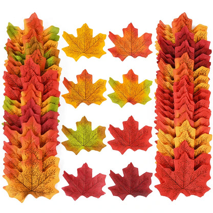 Artificial Maple Leaves - Autumn Silk Fall Decor for Thanksgiving Halloween Christmas Weddings and Crafts - ZOOMNSTORE