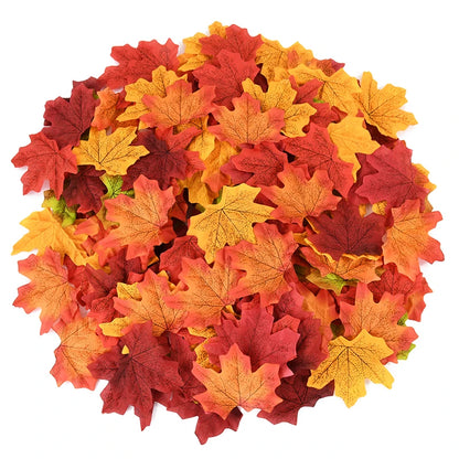 Artificial Maple Leaves - Autumn Silk Fall Decor for Thanksgiving Halloween Christmas Weddings and Crafts - ZOOMNSTORE