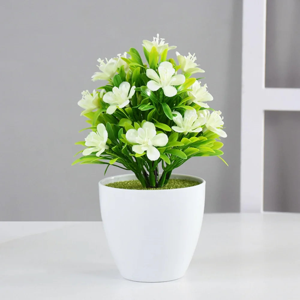 Artificial Bonsai Plant - Small Potted Flower Ornament for Home Wedding Office Decor - ZOOMNSTORE