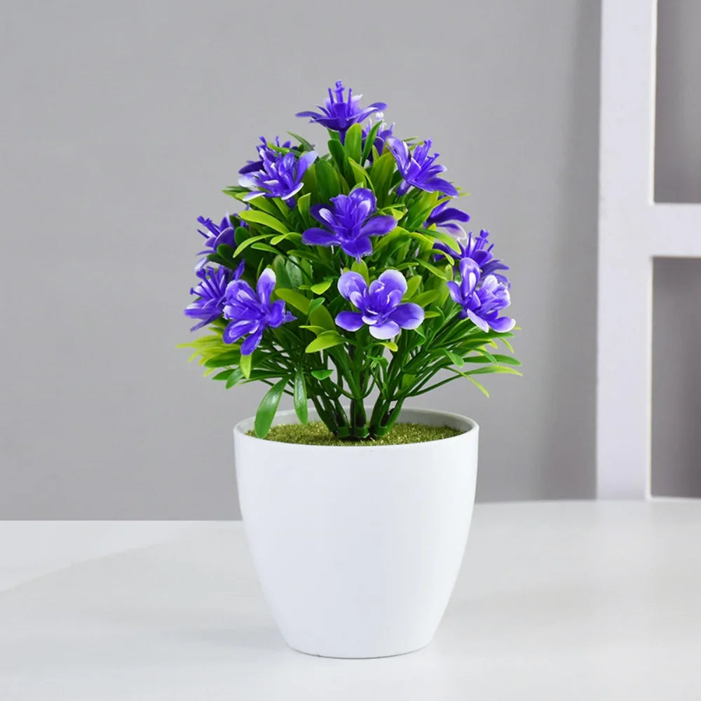Artificial Bonsai Plant - Small Potted Flower Ornament for Home Wedding Office Decor - ZOOMNSTORE
