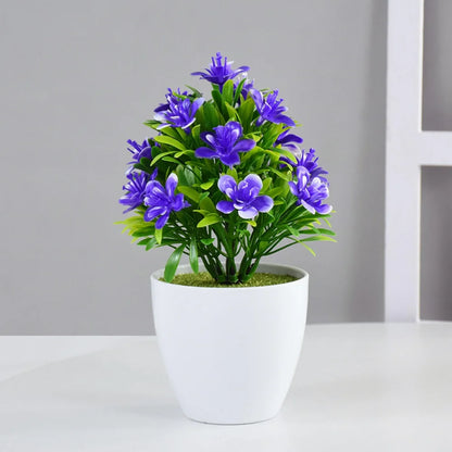 Artificial Bonsai Plant - Small Potted Flower Ornament for Home Wedding Office Decor - ZOOMNSTORE