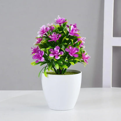 Artificial Bonsai Plant - Small Potted Flower Ornament for Home Wedding Office Decor - ZOOMNSTORE