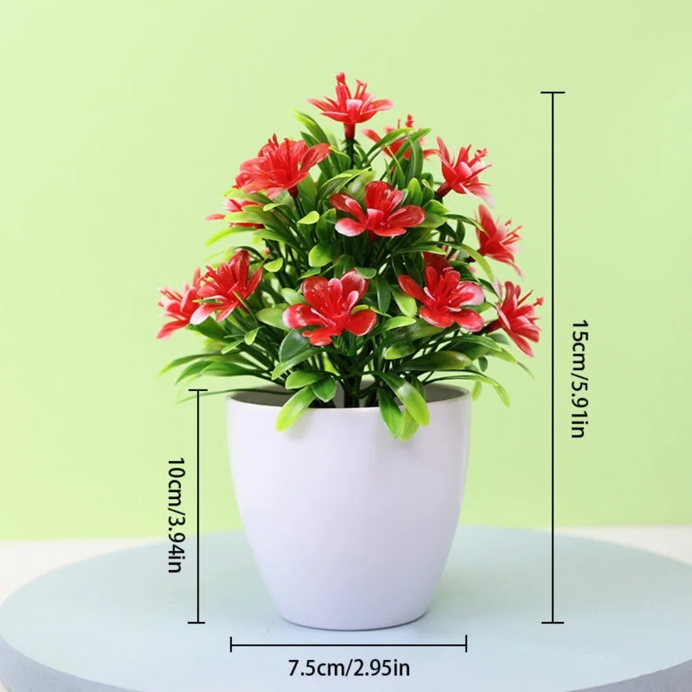 Artificial Bonsai Plant - Small Potted Flower Ornament for Home Wedding Office Decor - ZOOMNSTORE