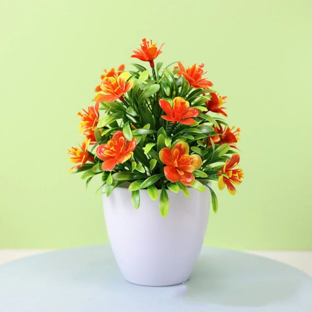 Artificial Bonsai Plant - Small Potted Flower Ornament for Home Wedding Office Decor - ZOOMNSTORE