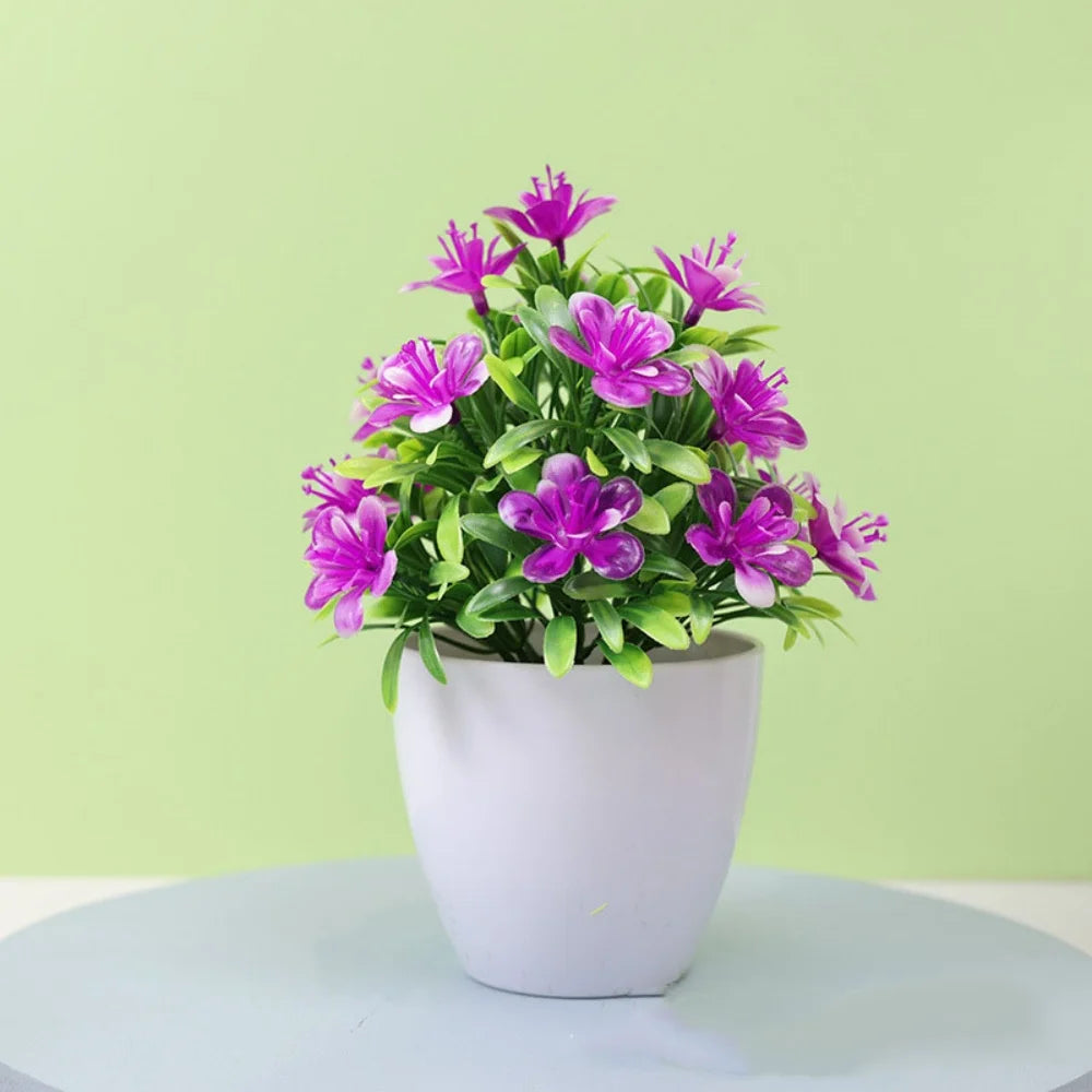 Artificial Bonsai Plant - Small Potted Flower Ornament for Home Wedding Office Decor - ZOOMNSTORE