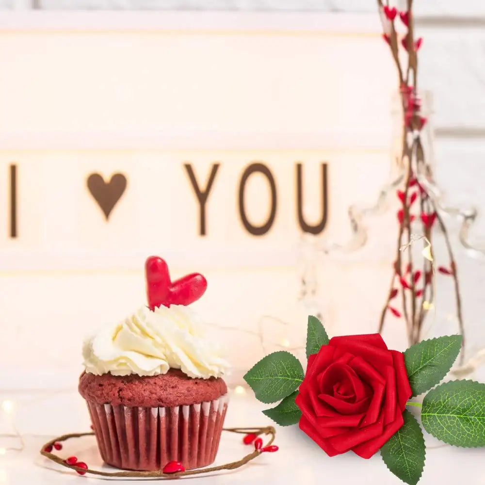 Artificial Red Roses - Realistic Fake Flowers with Stem for DIY Wedding Bouquets and Home Decor - ZOOMNSTORE