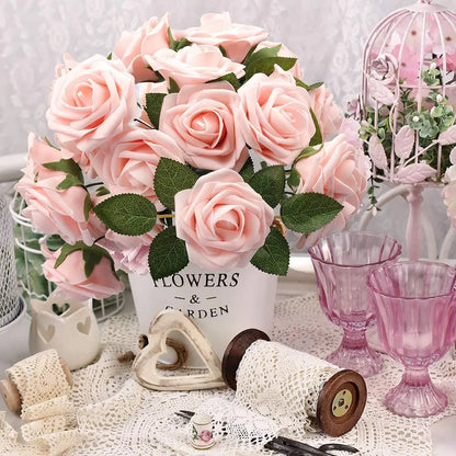 Artificial Red Roses - Realistic Fake Flowers with Stem for DIY Wedding Bouquets and Home Decor - ZOOMNSTORE