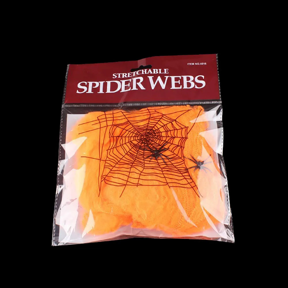 Artificial Spider Web with Spider - Stretchy Halloween Decoration for Haunted House Decor - ZOOMNSTORE