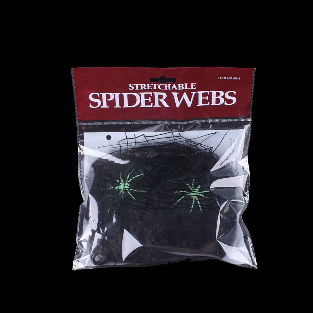 Artificial Spider Web with Spider - Stretchy Halloween Decoration for Haunted House Decor - ZOOMNSTORE