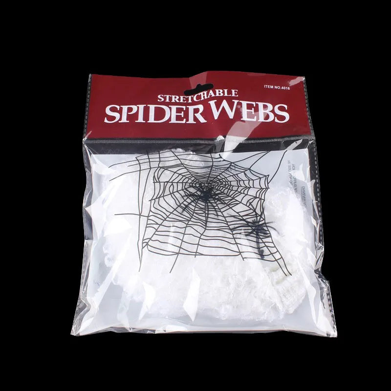 Artificial Spider Web with Spider - Stretchy Halloween Decoration for Haunted House Decor - ZOOMNSTORE