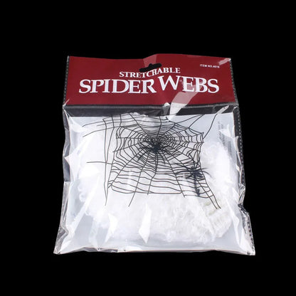 Artificial Spider Web with Spider - Stretchy Halloween Decoration for Haunted House Decor - ZOOMNSTORE