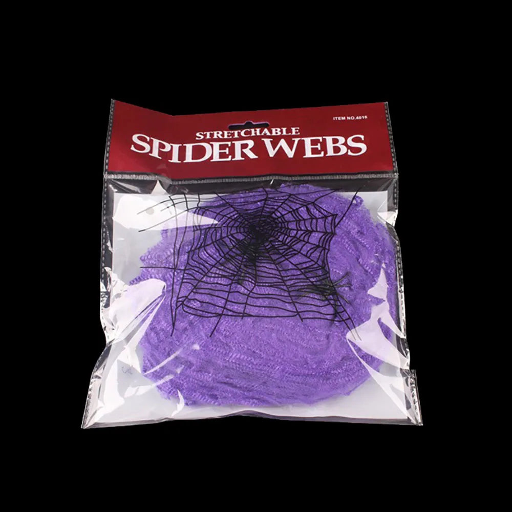 Artificial Spider Web with Spider - Stretchy Halloween Decoration for Haunted House Decor - ZOOMNSTORE