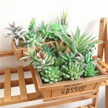 Green Artificial Succulents - Flocking Home Garden Decoration - ZOOMNSTORE