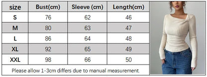 Asymmetrical Pleated Top – Women's Fall Tops | Y2K Fashion Long Sleeve Knitwear - ZOOMNSTORE