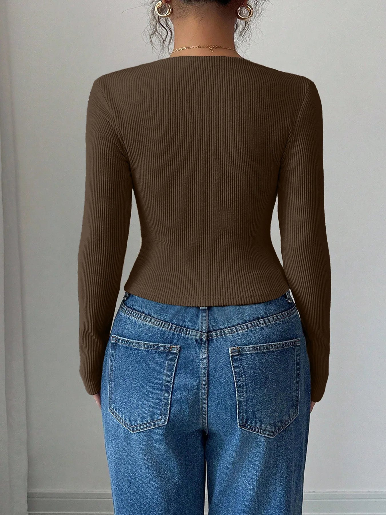 Asymmetrical Pleated Top – Women's Fall Tops | Y2K Fashion Long Sleeve Knitwear - ZOOMNSTORE