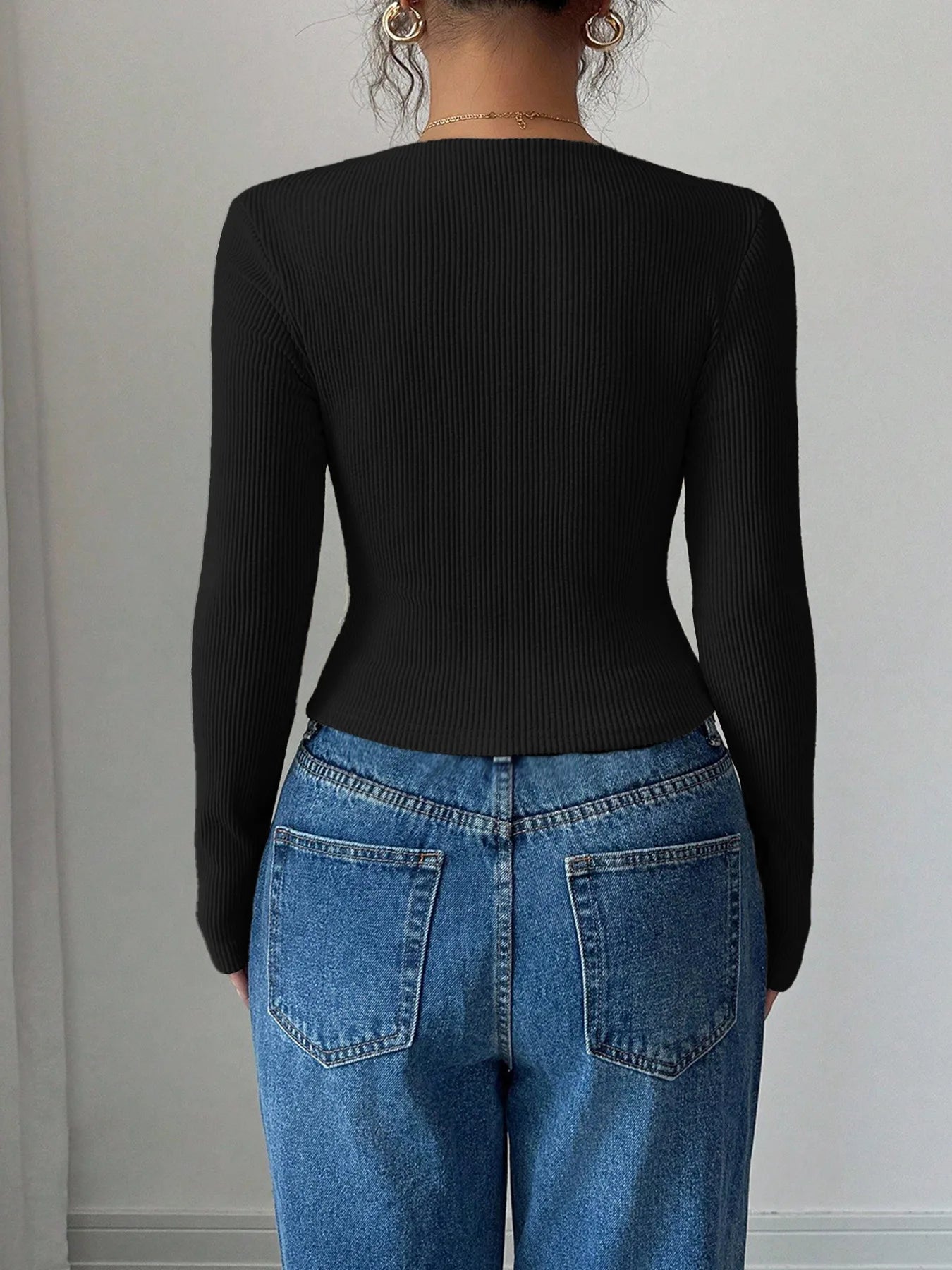 Asymmetrical Pleated Top – Women's Fall Tops | Y2K Fashion Long Sleeve Knitwear - ZOOMNSTORE