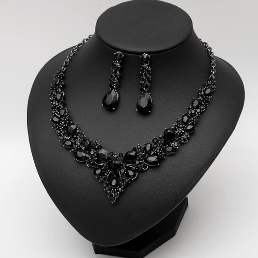 Austrian Crystal Bridal Jewelry Set - Necklace Earrings Bracelet Ring for Wedding Party Gift - ZOOMNSTORE