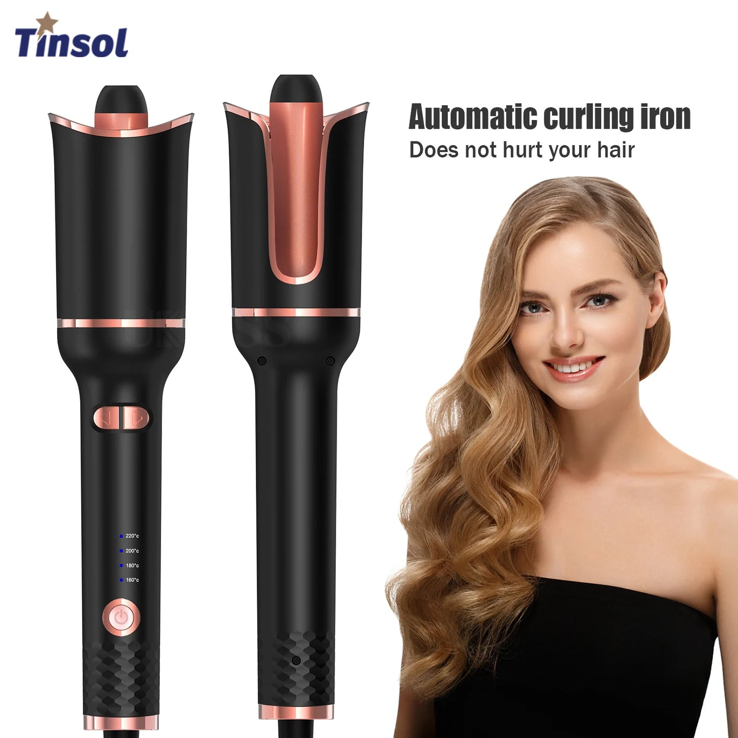 Auto Rotating Curling Iron – Ceramic Hair Styler With 360° Swivel Cord & Digital Temperature - ZOOMNSTORE