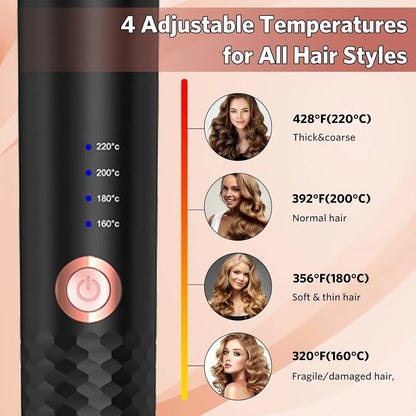 Auto Rotating Curling Iron – Ceramic Hair Styler With 360° Swivel Cord & Digital Temperature - ZOOMNSTORE