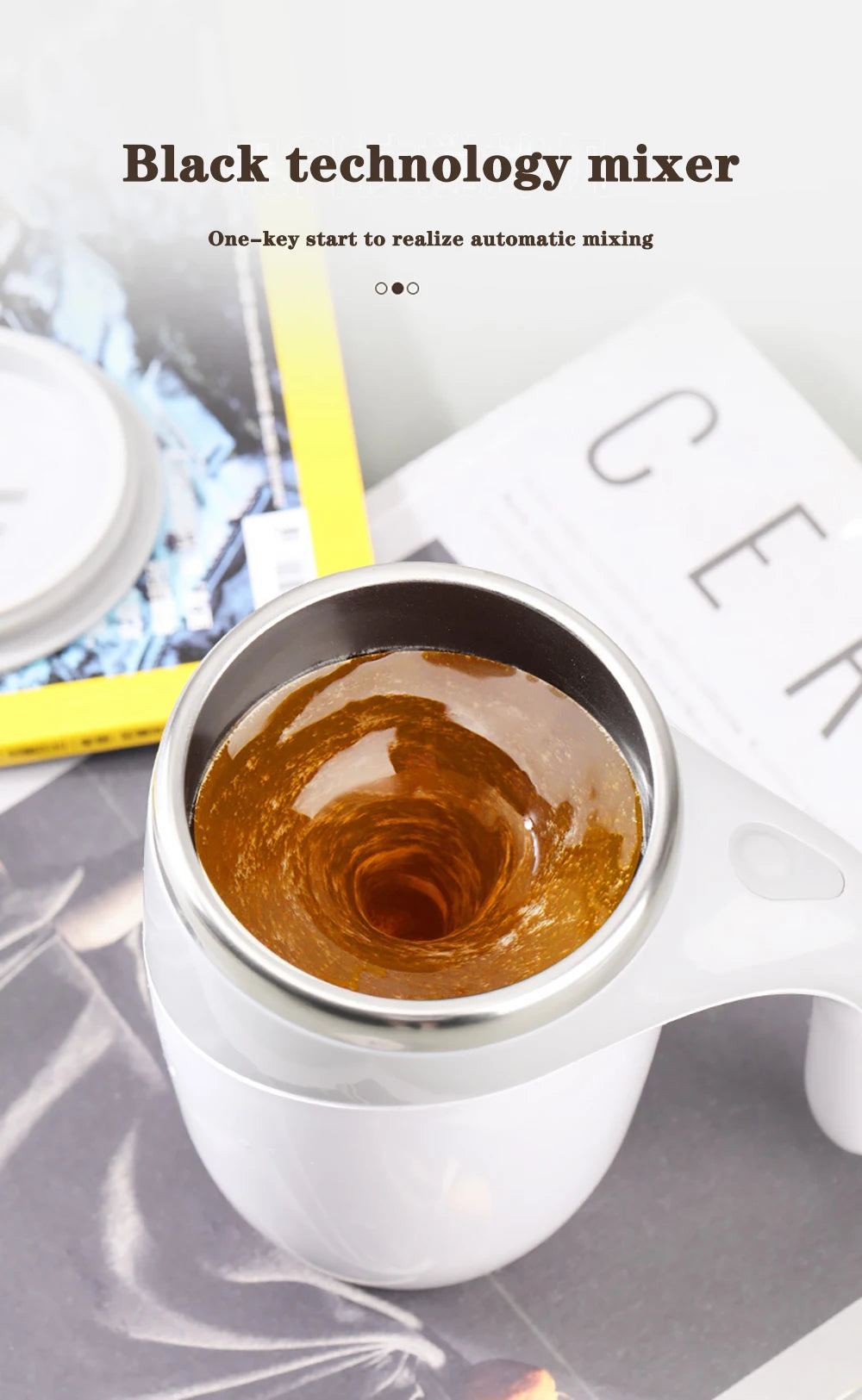 Auto Stirring Coffee Cup - Electric Milk Mug With Magnetic Rotating Stainless Steel - ZOOMNSTORE