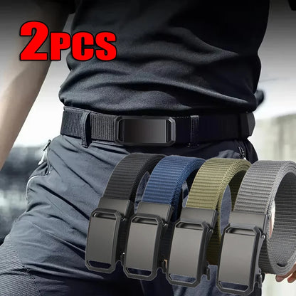 Automatic Buckle Belt - Durable Canvas Tactical Waist Belt for Men Outdoor Adventures - ZOOMNSTORE