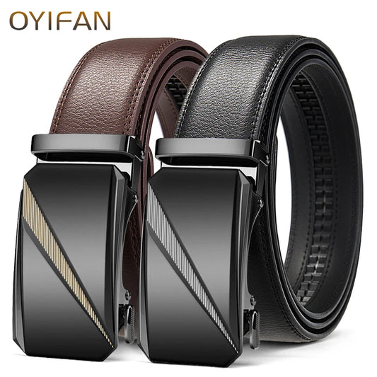 Automatic Leather Ratchet Belt for Men - Adjustable Fashion Designer Belt - ZOOMNSTORE