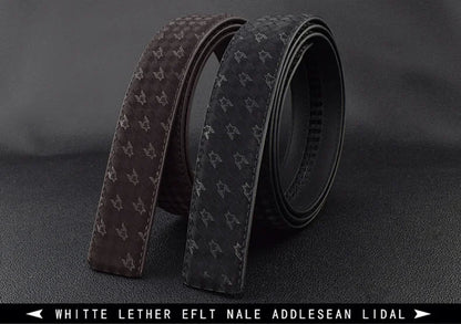 Automatic Buckle Belt - Genuine Leather Men’s Fashion Waist Strap With Golden B Buckle - ZOOMNSTORE