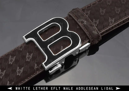 Automatic Buckle Belt - Genuine Leather Men’s Fashion Waist Strap With Golden B Buckle - ZOOMNSTORE