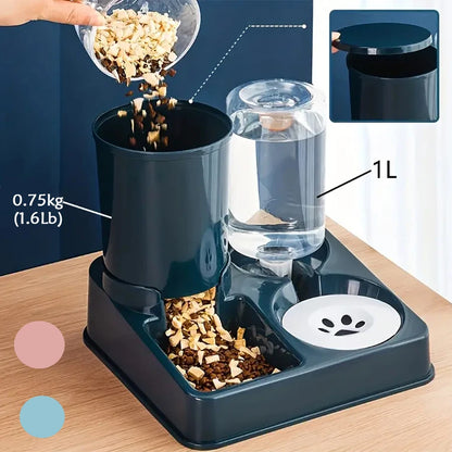 Automatic Cat Feeder  Water Dispenser Set - 2-in-1 Gravity Food and Water Feeder - ZOOMNSTORE