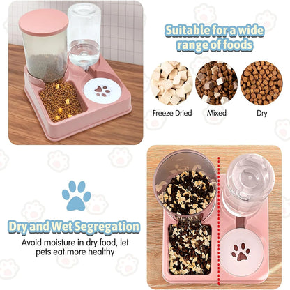 Automatic Cat Feeder  Water Dispenser Set - 2-in-1 Gravity Food and Water Feeder - ZOOMNSTORE