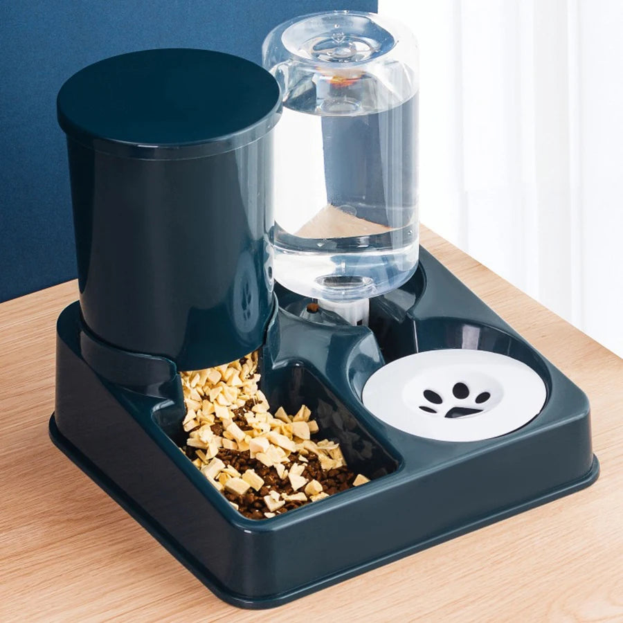 Automatic Cat Feeder  Water Dispenser Set - 2-in-1 Gravity Food and Water Feeder - ZOOMNSTORE