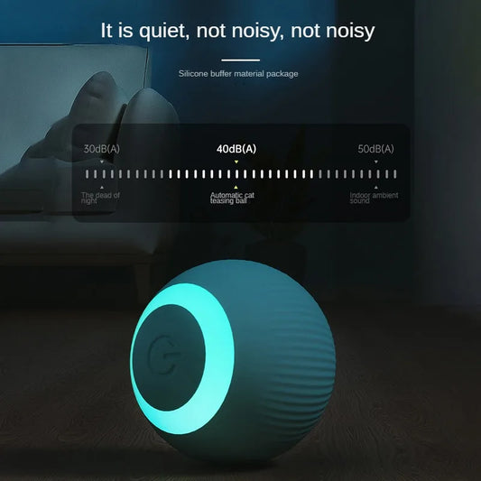 Automatic Cat Toy Ball - Interactive Rolling Silicone Rechargeable Pet Play Accessory - ZOOMNSTORE