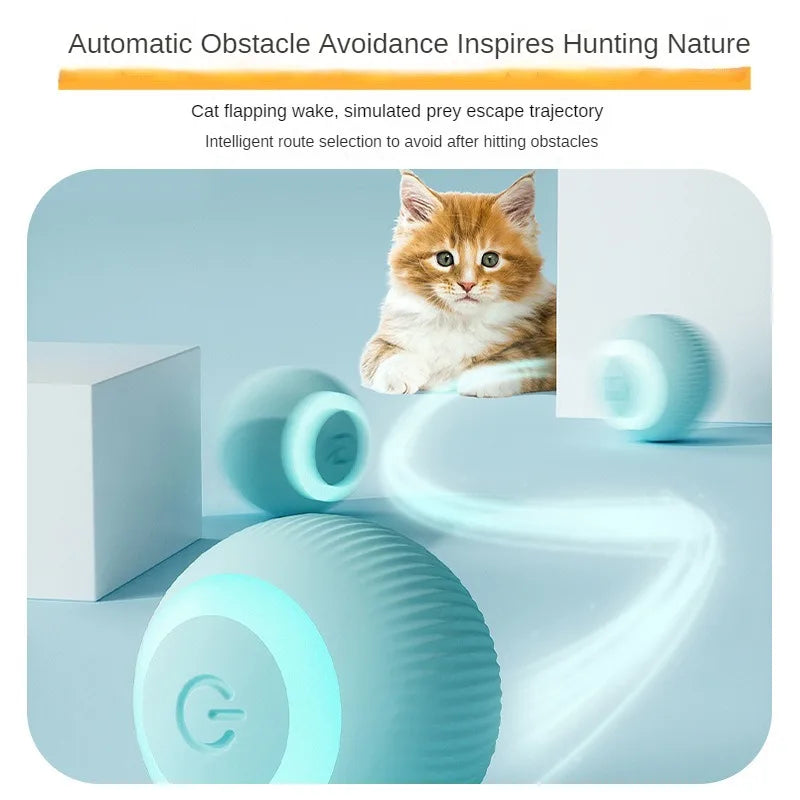 Automatic Cat Toy Ball - Interactive Rolling Silicone Rechargeable Pet Play Accessory - ZOOMNSTORE
