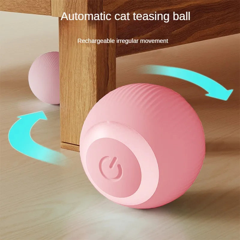 Automatic Cat Toy Ball - Interactive Rolling Silicone Rechargeable Pet Play Accessory - ZOOMNSTORE