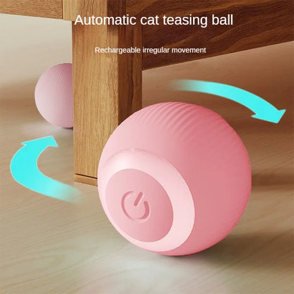 Automatic Cat Toy Ball - Interactive Rolling Silicone Rechargeable Pet Play Accessory - ZOOMNSTORE