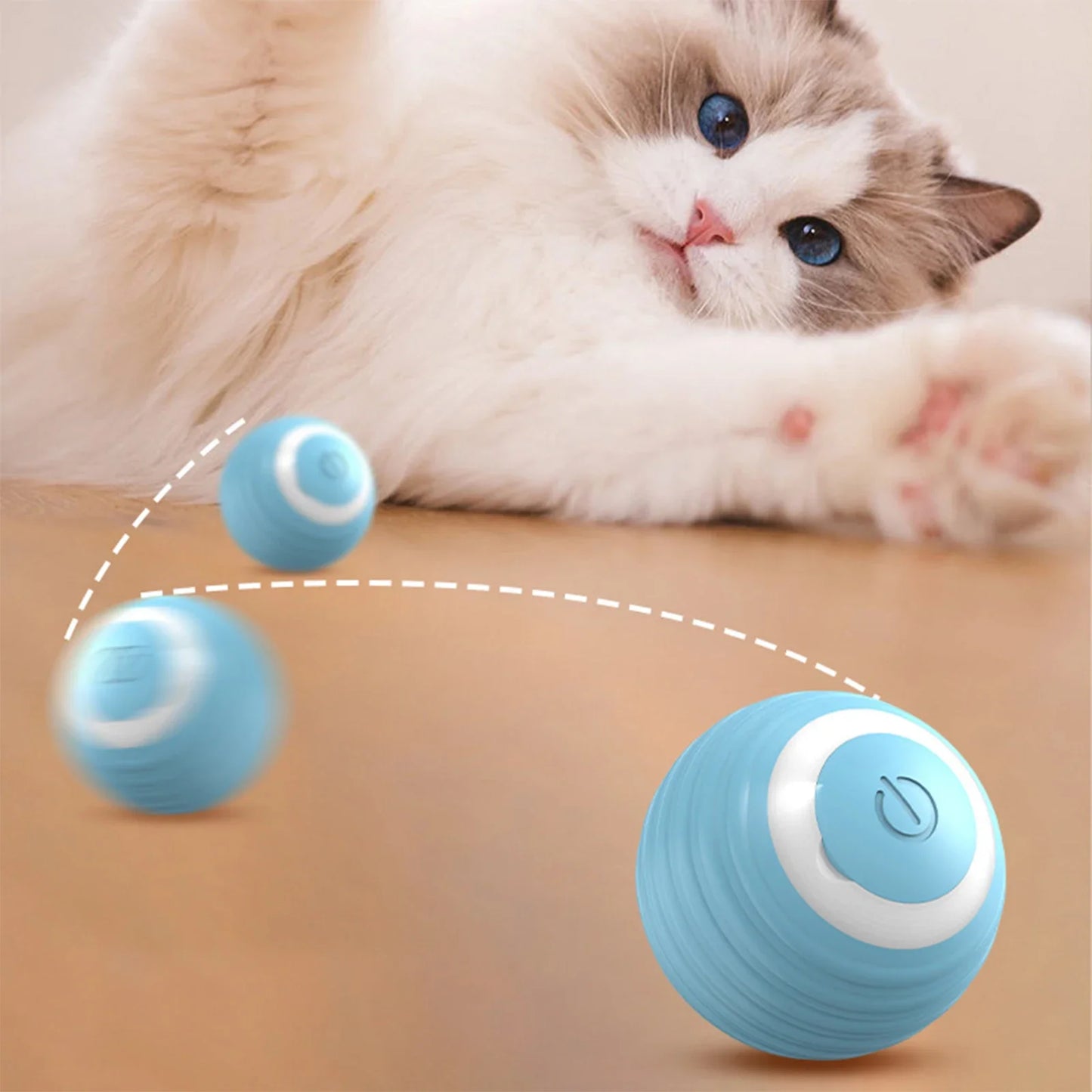 Automatic Cat Toy Ball - Interactive Rolling Silicone Rechargeable Pet Play Accessory - ZOOMNSTORE