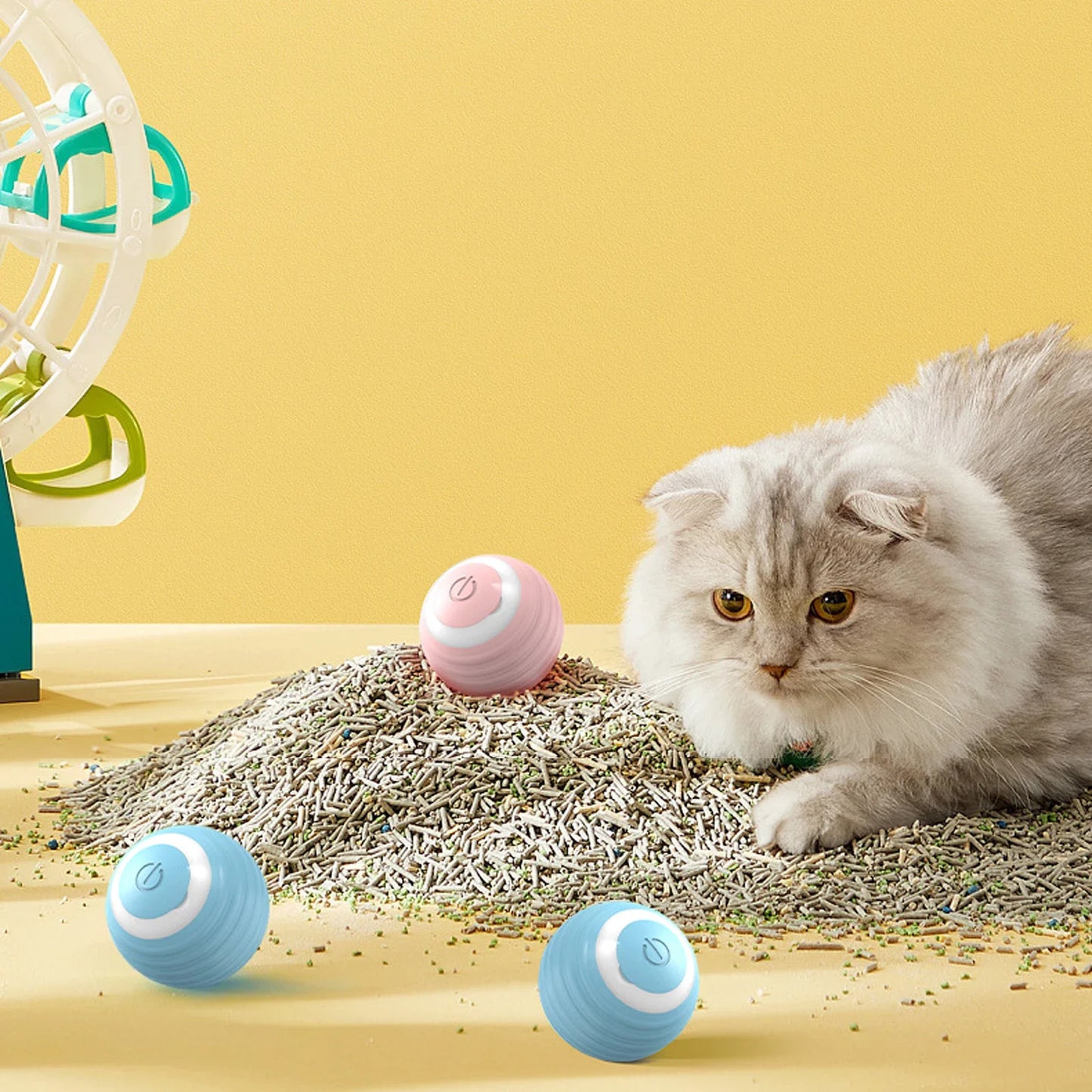 Automatic Cat Toy Ball - Interactive Rolling Silicone Rechargeable Pet Play Accessory - ZOOMNSTORE