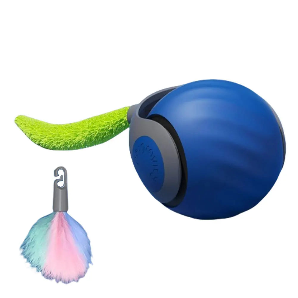Automatic Cat Toy Ball – USB Rechargeable Dual Speed Interactive Cat Toy With Tail - ZOOMNSTORE