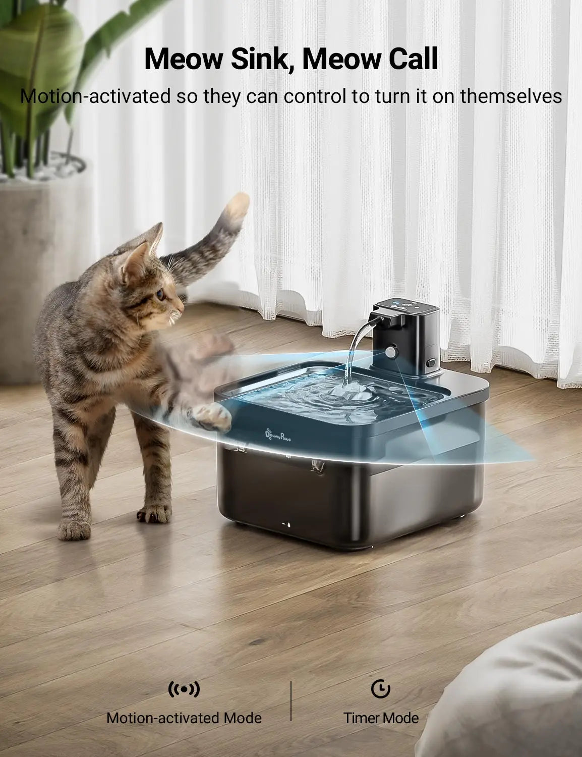 Automatic Stainless Steel Cat Water Fountain - 25L Wireless Pet Drinker with Battery  Sensor - ZOOMNSTORE