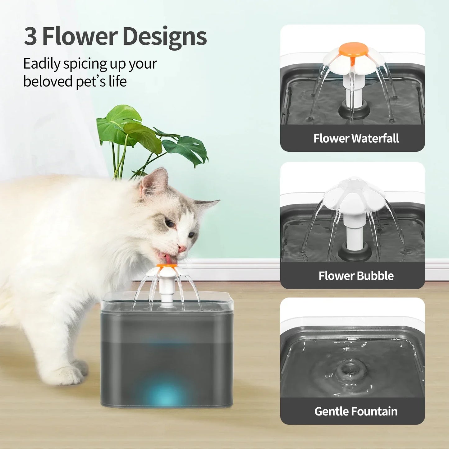 Automatic Cat Water Fountain - 67oz Ultra Silent Pet Dispenser with LED Lighting - ZOOMNSTORE