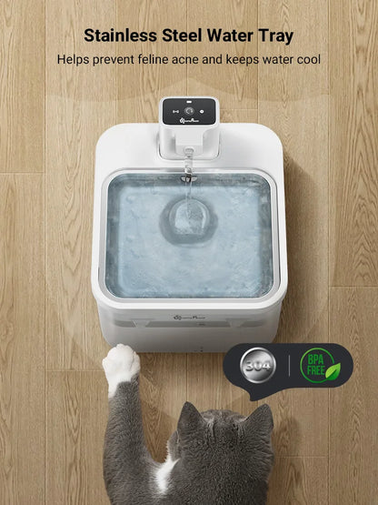 Automatic Stainless Steel Cat Water Fountain - 25L Wireless Pet Drinker with Battery  Sensor - ZOOMNSTORE