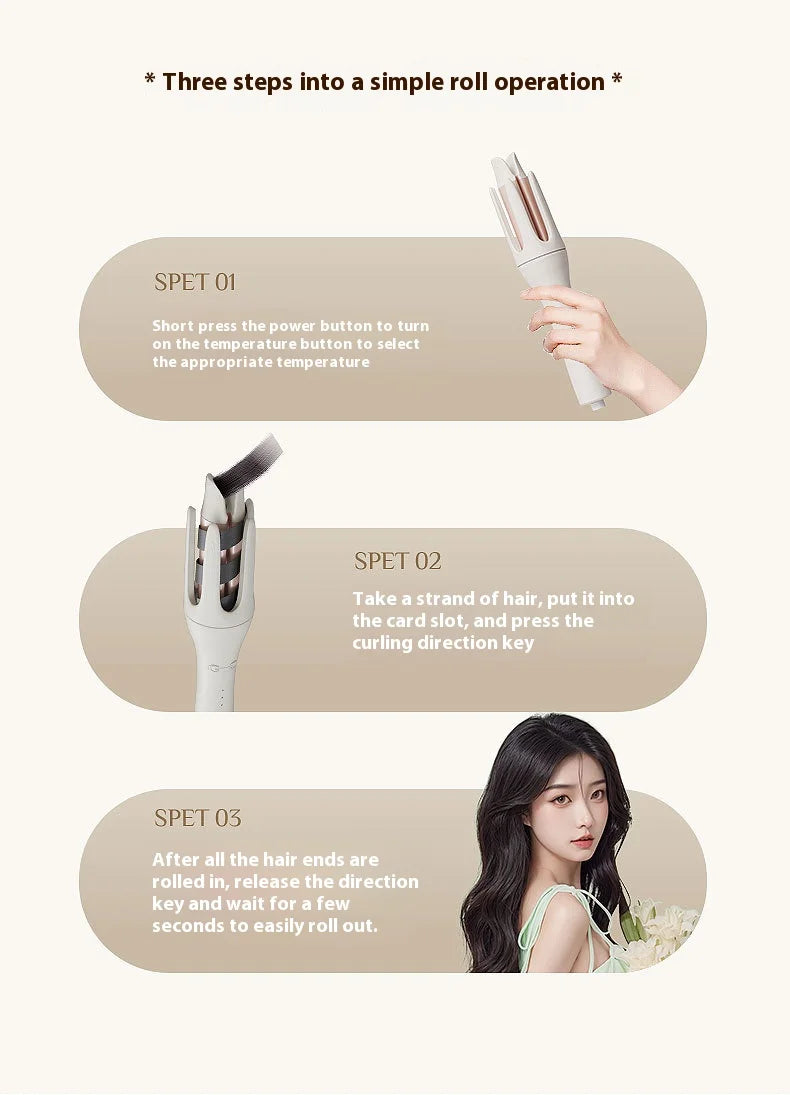 Automatic Curling Iron 32mm Ceramic Rotating Hair Curler With Ionic Heat Protection - ZOOMNSTORE