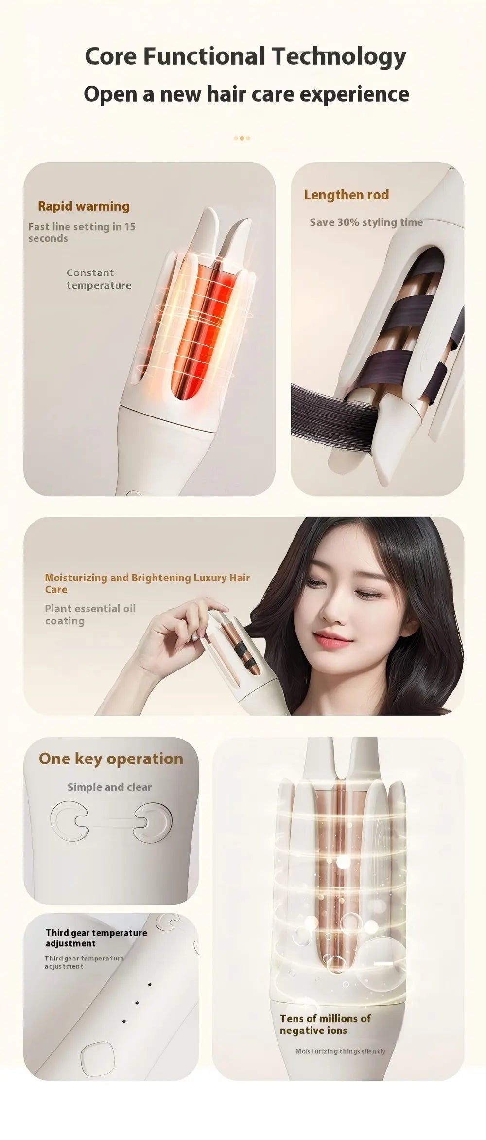 Automatic Curling Iron 32mm Ceramic Rotating Hair Curler With Ionic Heat Protection - ZOOMNSTORE