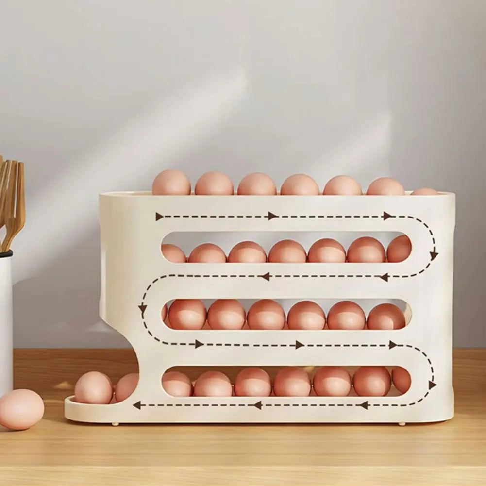 Automatic 4-Layer Egg Holder Rack - Fridge Egg Dispenser  Organizer - ZOOMNSTORE