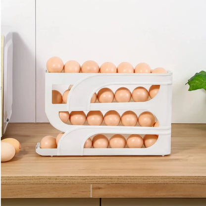 Large Capacity Egg Storage Box - Automatic Four Tier Refrigerator Organizer - ZOOMNSTORE