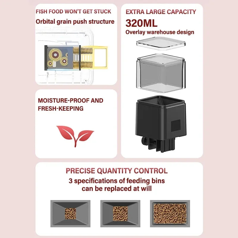 Automatic Fish Feeder LED LCD Screen 120ml/320ml Large Capacity Smart Timing Turtle Fish Tank Auto Feeder Aquarium Accessories - ZOOMNSTORE
