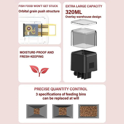 Automatic Fish Feeder LED LCD Screen 120ml/320ml Large Capacity Smart Timing Turtle Fish Tank Auto Feeder Aquarium Accessories - ZOOMNSTORE